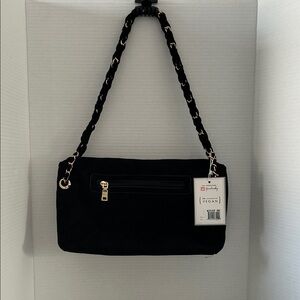 Jen & Co Vegan Brushed Suede Shoulder Bag, Color Black, Model:M2549 NEW